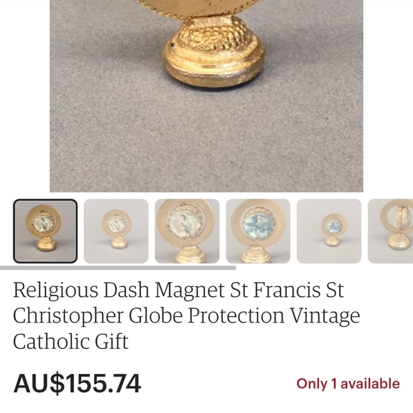 Vintage St Joseph & St Christopher Dash Magnet Globe Traveller's Patrons - Picture 10 of 10